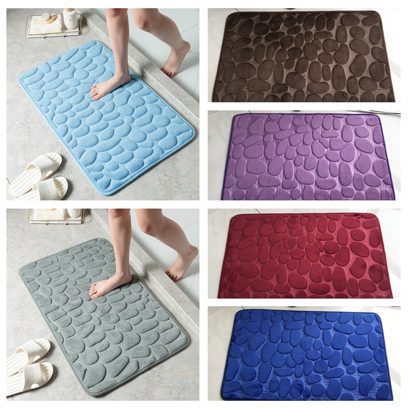 Bathroom Bath Mat Cobblestone Embossed Non Slip Mat In Bathtub Floor Rug Shower Room Doormat Memory Foam Cobblestone Mat